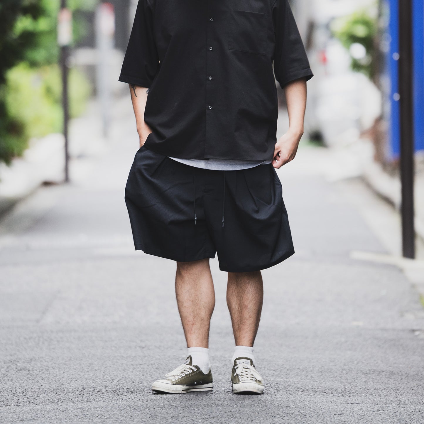 FAKIE STANCE DOT AIR SHORTS - OLIVE