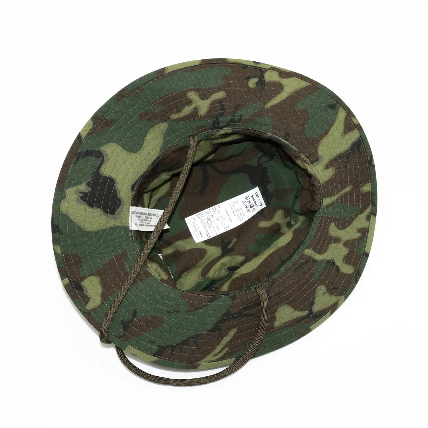 BUZZ RICKSON'S(バズリクソンズ)のERDLカモフラージュ柄のミリタリーコンバット・ブーニーハット「ERDL CAMOUFLAGE BONNIE HAT(BR02853)」の裏面の商品写真