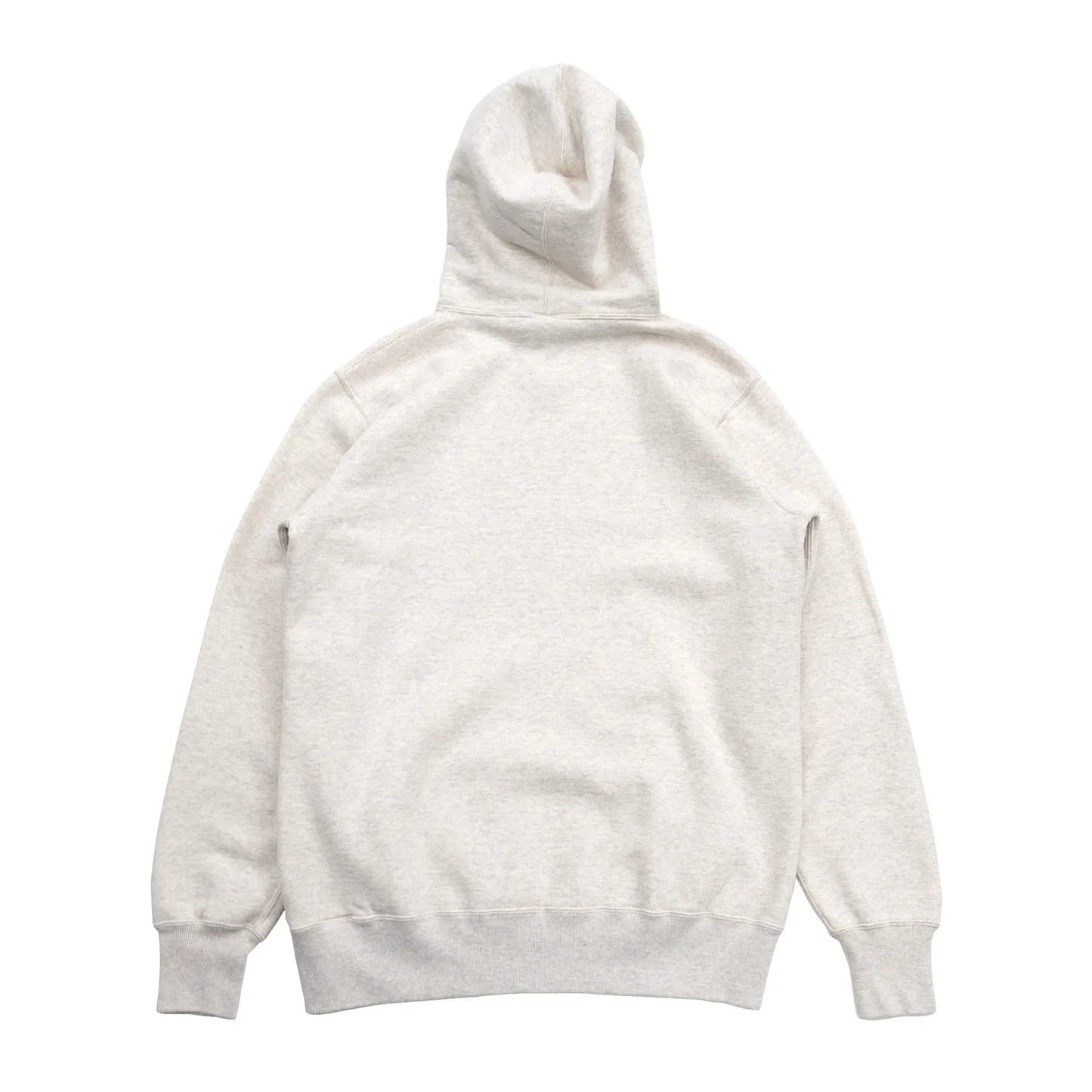 1940〜50年代当時のスポーツウェアのディテールを徹底的に再現した、Buzz Rickson’s(バズリクソンズ)のスウェットパーカー「U.S NAVAL ACADEMY PARKA」のOATMEATカラーの背面からの商品写真