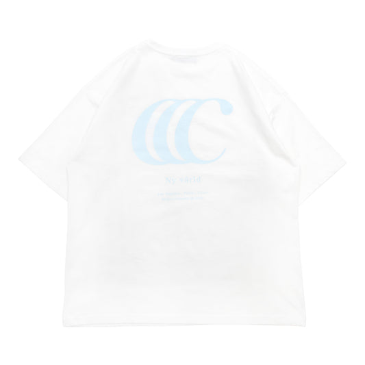 clumsy. PICTURES / LIMITED CCC S/S WIDE TEE - WHITE / PASTEL BLUE