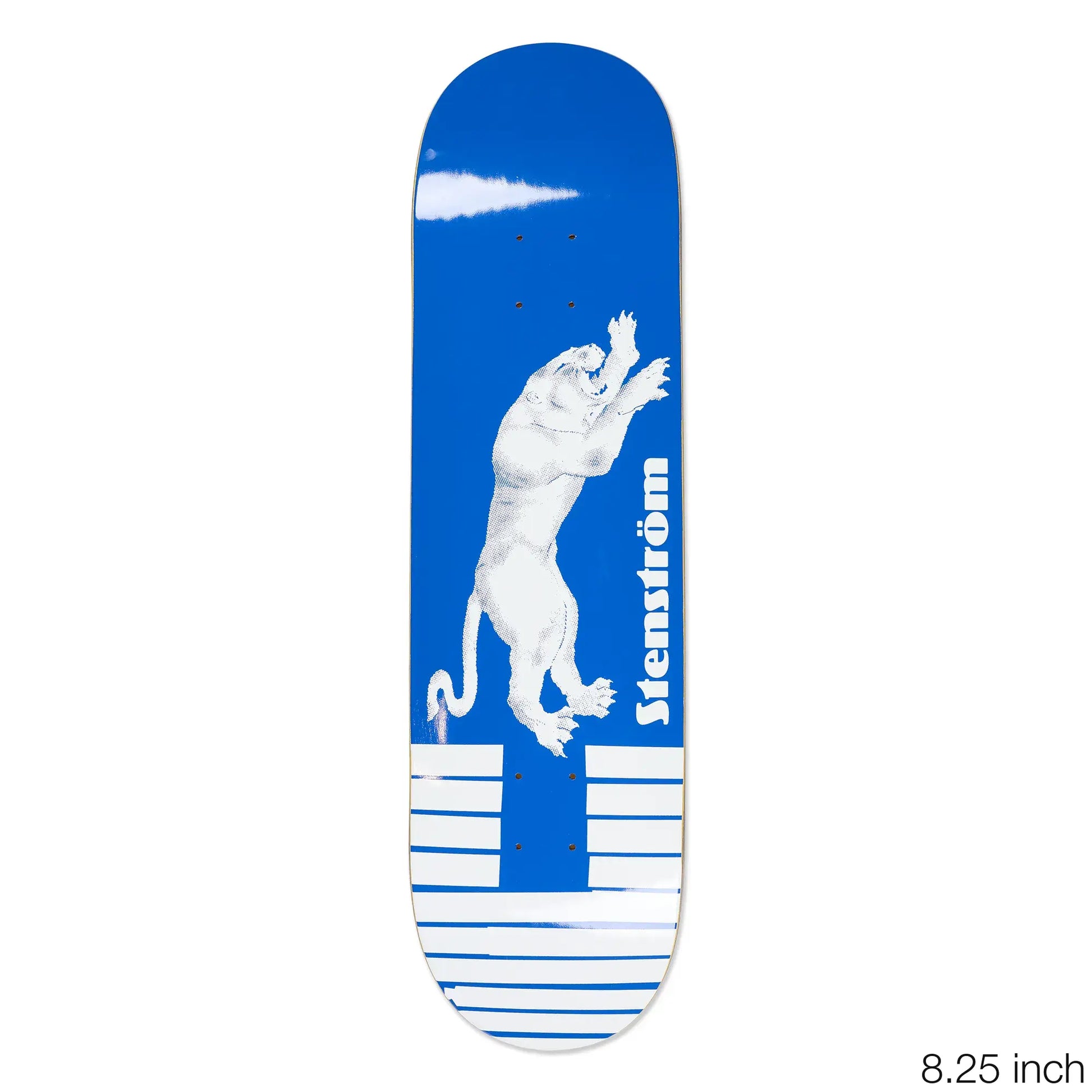 Polar Skate Co(ポーラー)所属のプロスケーター「DAVID STENSTROM」モデルのスケボー・スケートボードデッキ「TAPE & PANTHER / BLUE」の8.25インチのメイングラフィックの写真