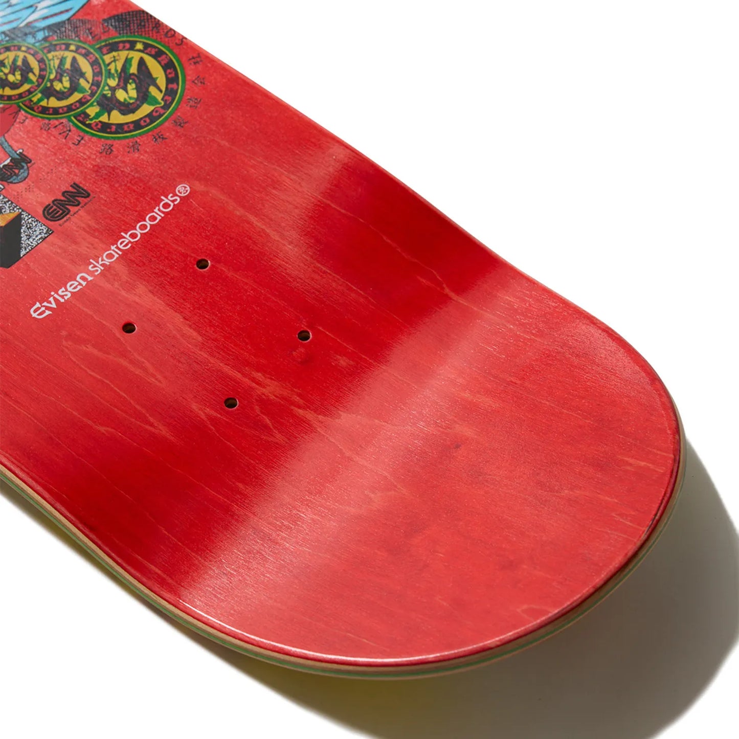 日本で最も人気のスケートブランド「EVISEN(ゑびせん)」のTEAMモデルのスケボー・スケートボードデッキ「BASTARD / 8.25インチ」のデッキテープ面のテール側の写真