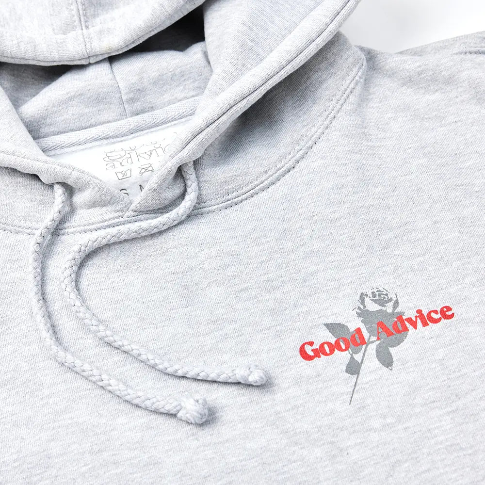 GOOD ADVICE CHAT LINE HOODIE - HT GREY