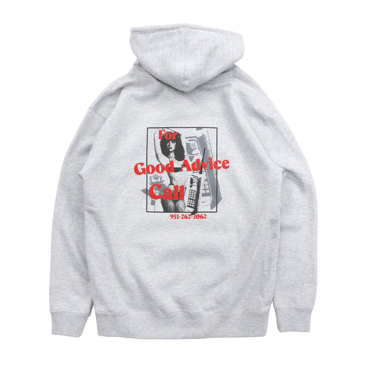 GOOD ADVICE CHAT LINE HOODIE - HT GRAY