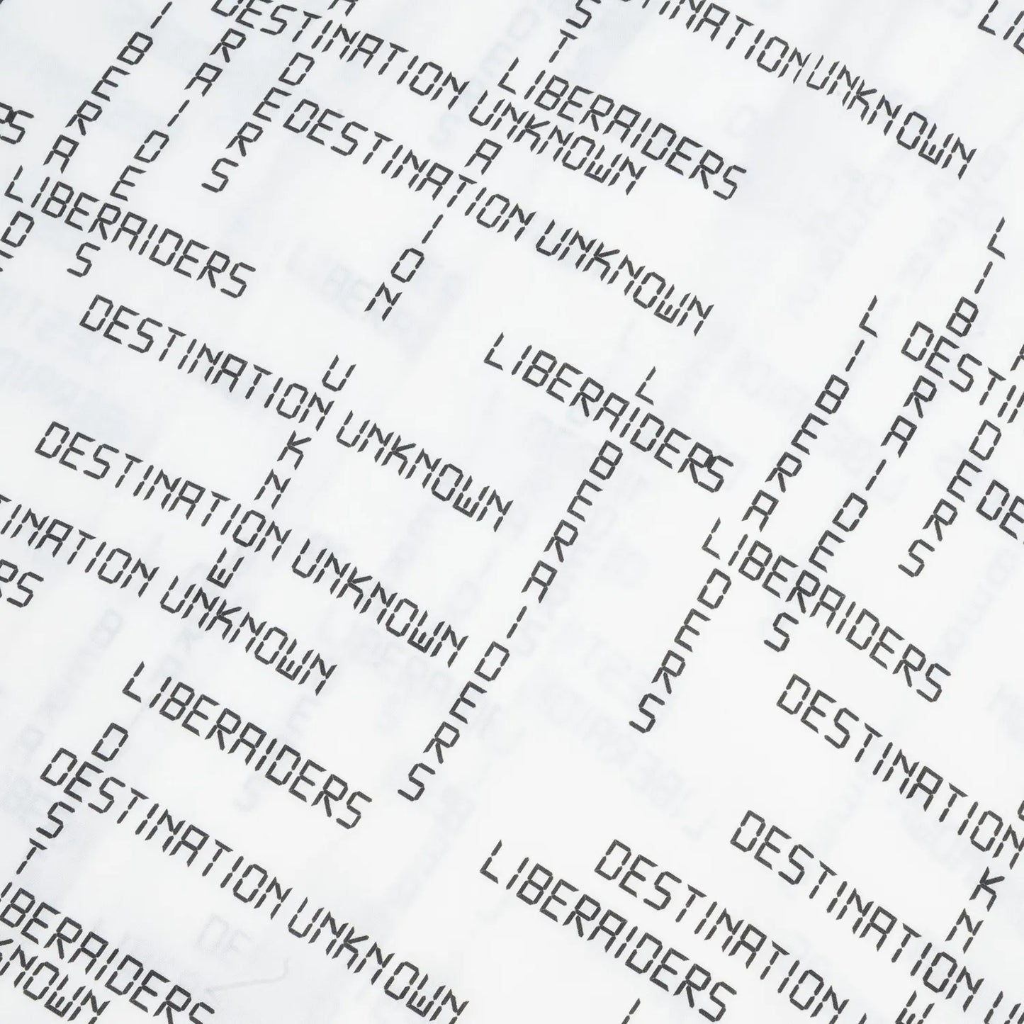 Liberaiders(リベレイダース)のレーヨン素材を使用した開襟シャツ「DIGITAL LOGO RAYON S/S SHIRT」の生地のデザインパターン写真