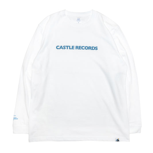 CASTLE RECORDS LOGO L/S TEE - WHITE/BLUE