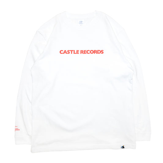CASTLE RECORDS LOGO L/S TEE - WHITE/RED
