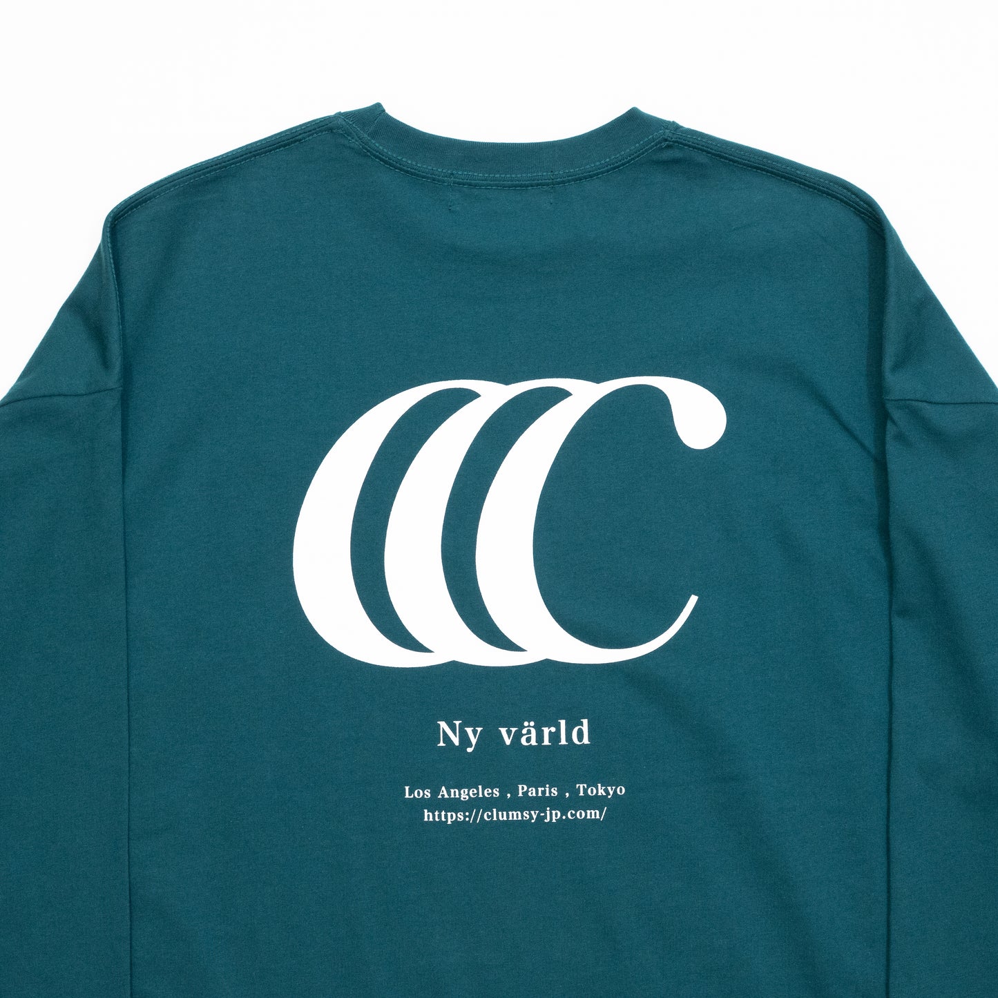 CLUMSY PICTURES LIMITED CCC L/S TEE - GREEN/WHITE