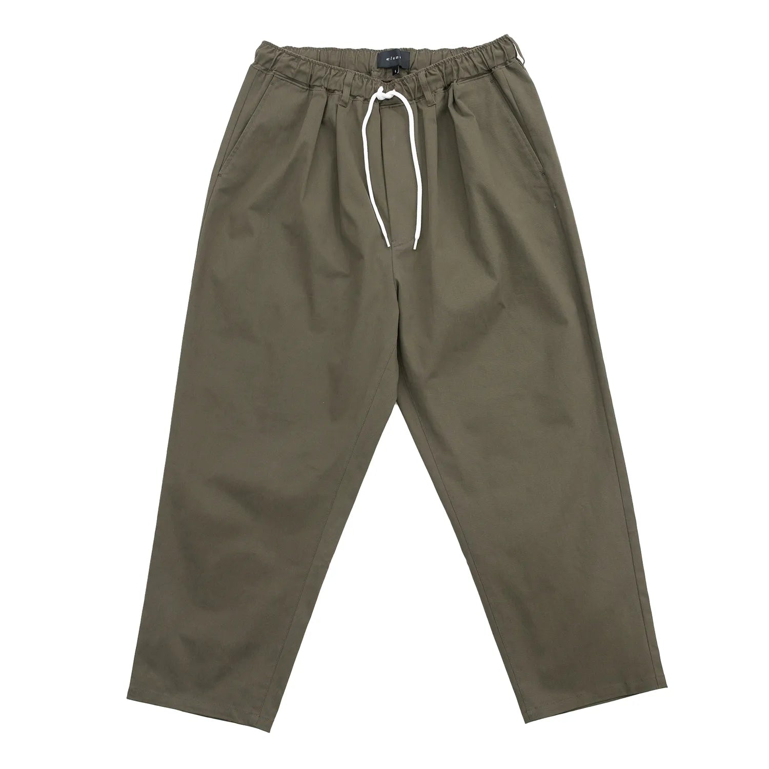 CLUMSY PICTURES 2 PLEATS RELAXED EASY PANTS - OLIVE BROWN