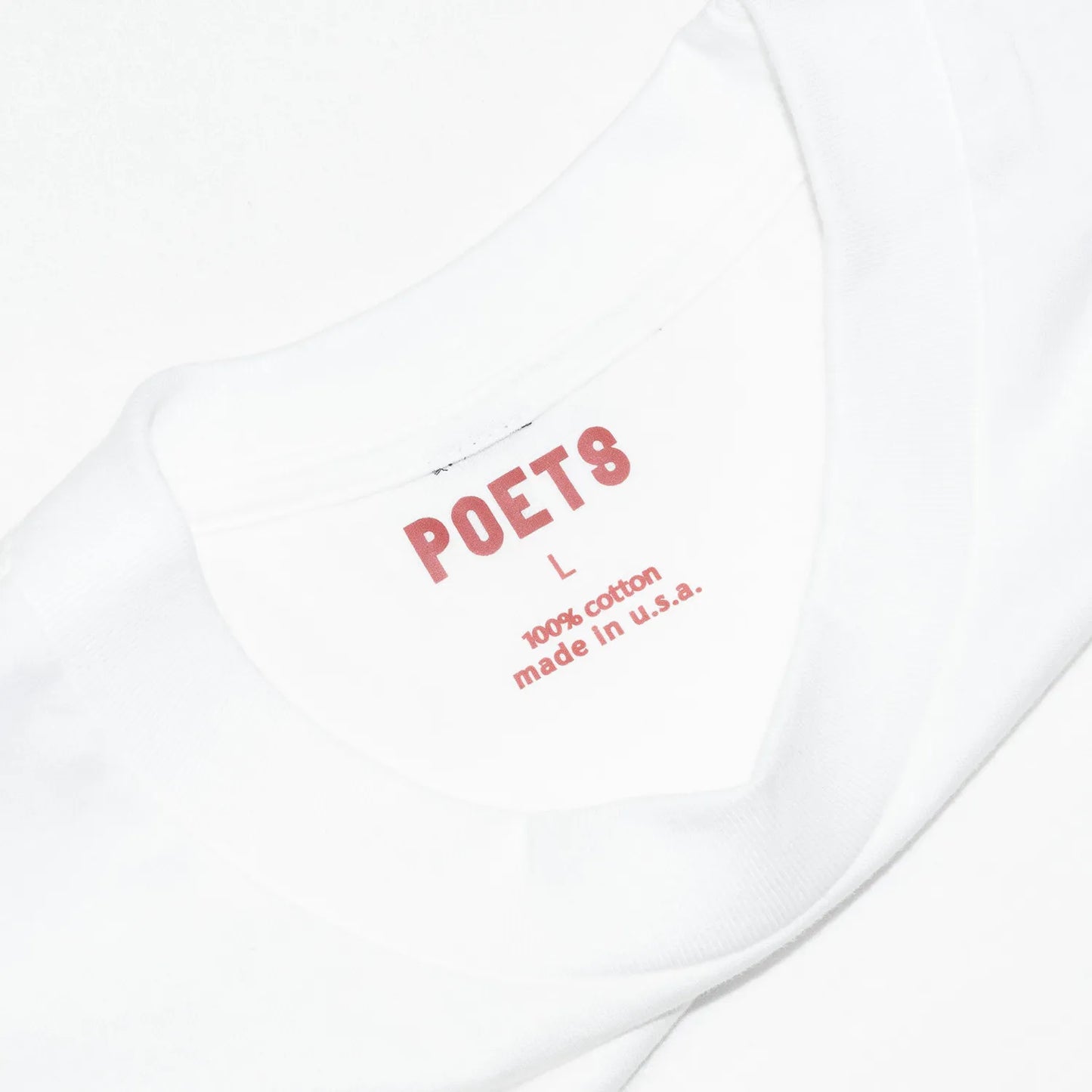 POETS(ポエッツ)のTシャツ「CEE LO SCREENED S/S TEE」のWHITEカラーの襟元の写真