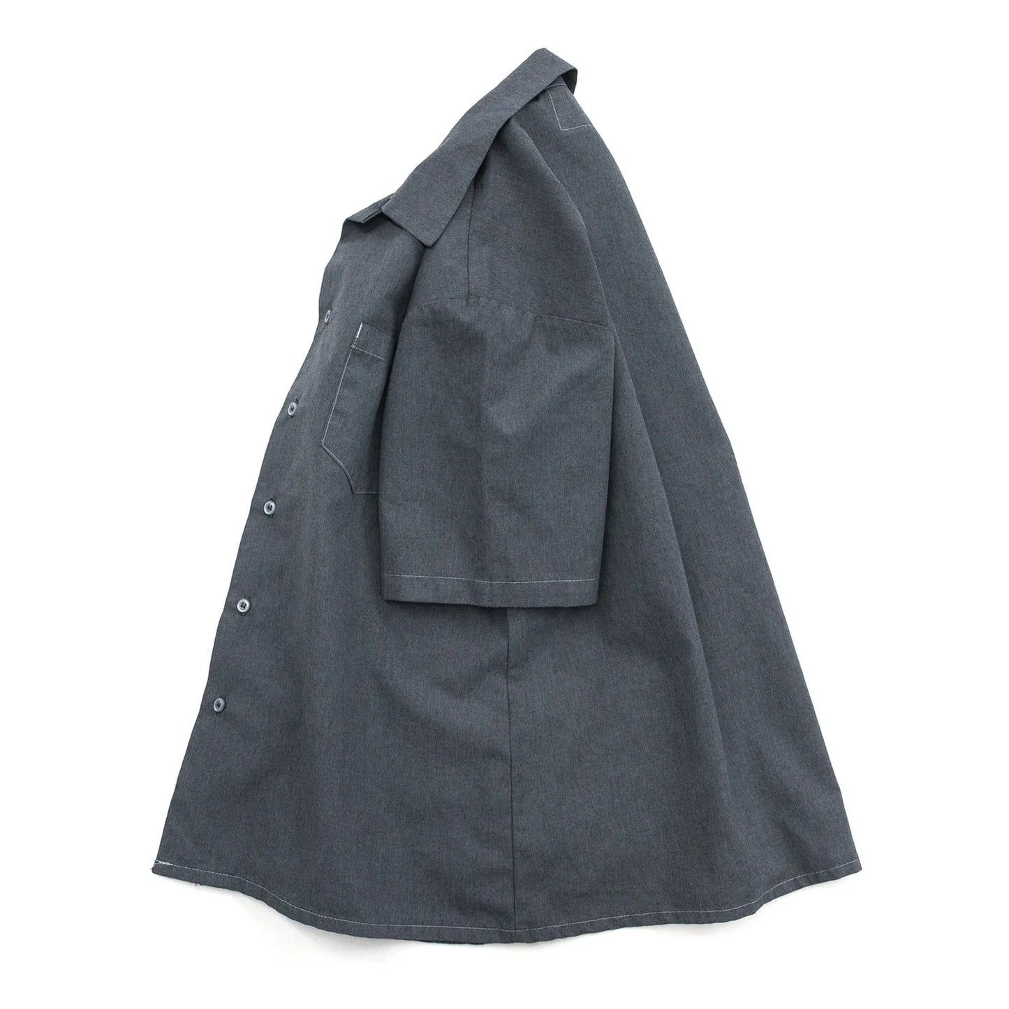 Primeがセレクトするビンテージウェア「PRIME VINTAGE」の「US MILITARY STAFF S/S SHIRTS」のGREYカラーの側面からの商品写真