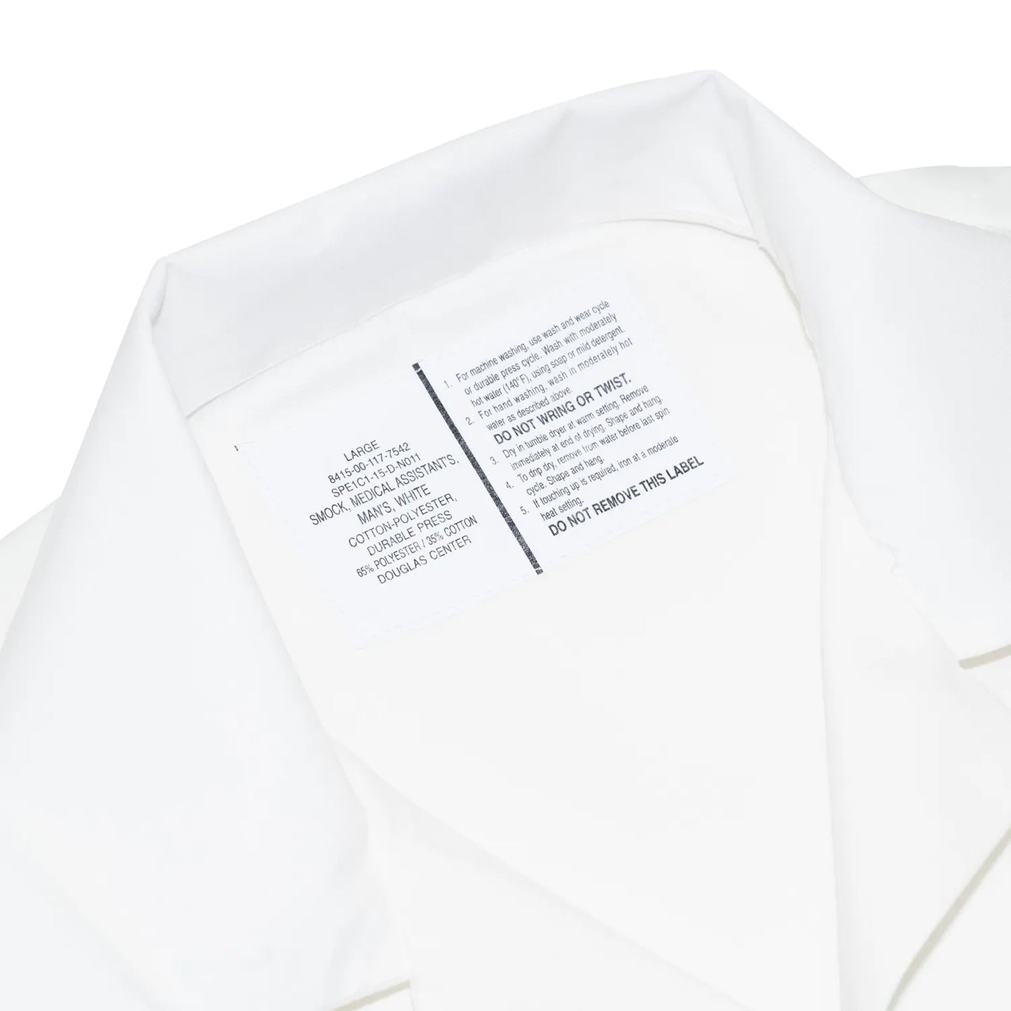 Primeがセレクトするビンテージウェア「PRIME VINTAGE」の「US MILITARY STAFF S/S SHIRTS」のWHITEカラーの襟元の写真