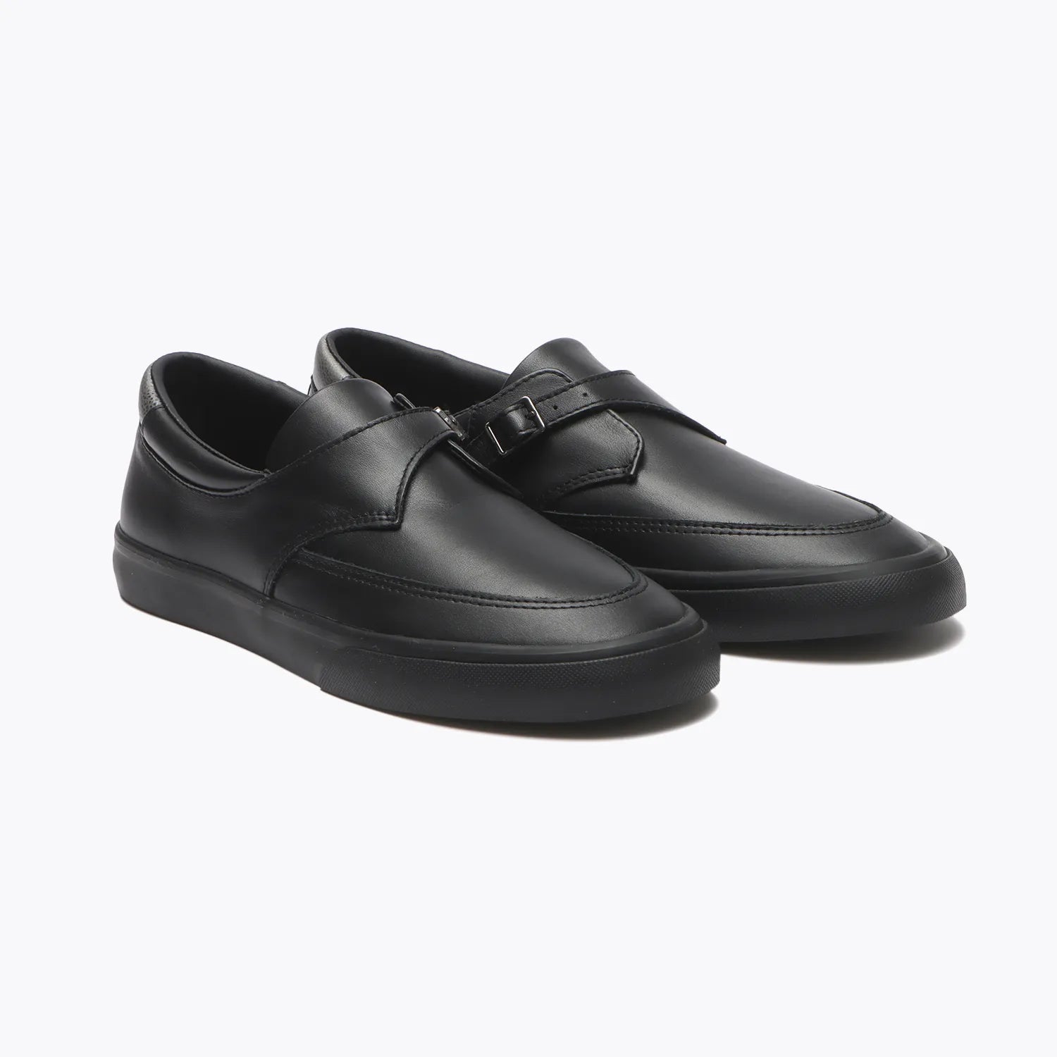 GRAVIS SKATEBOARDING REVERSE MONK STRAP LEATHER - BLACK/BLACK