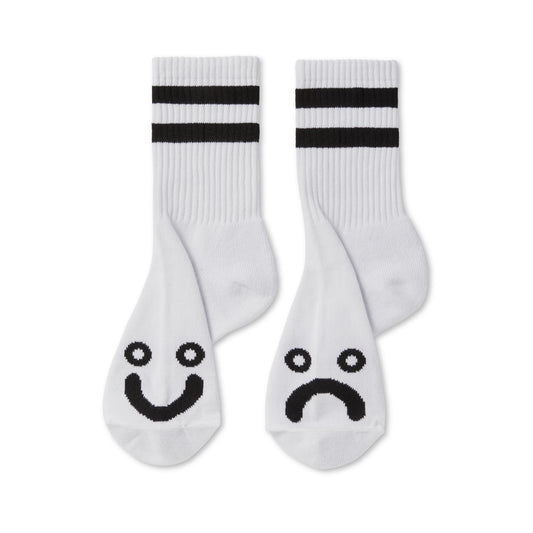 POLAR SKATE CO HAPPY SAD RIB SOCKS - WHITE