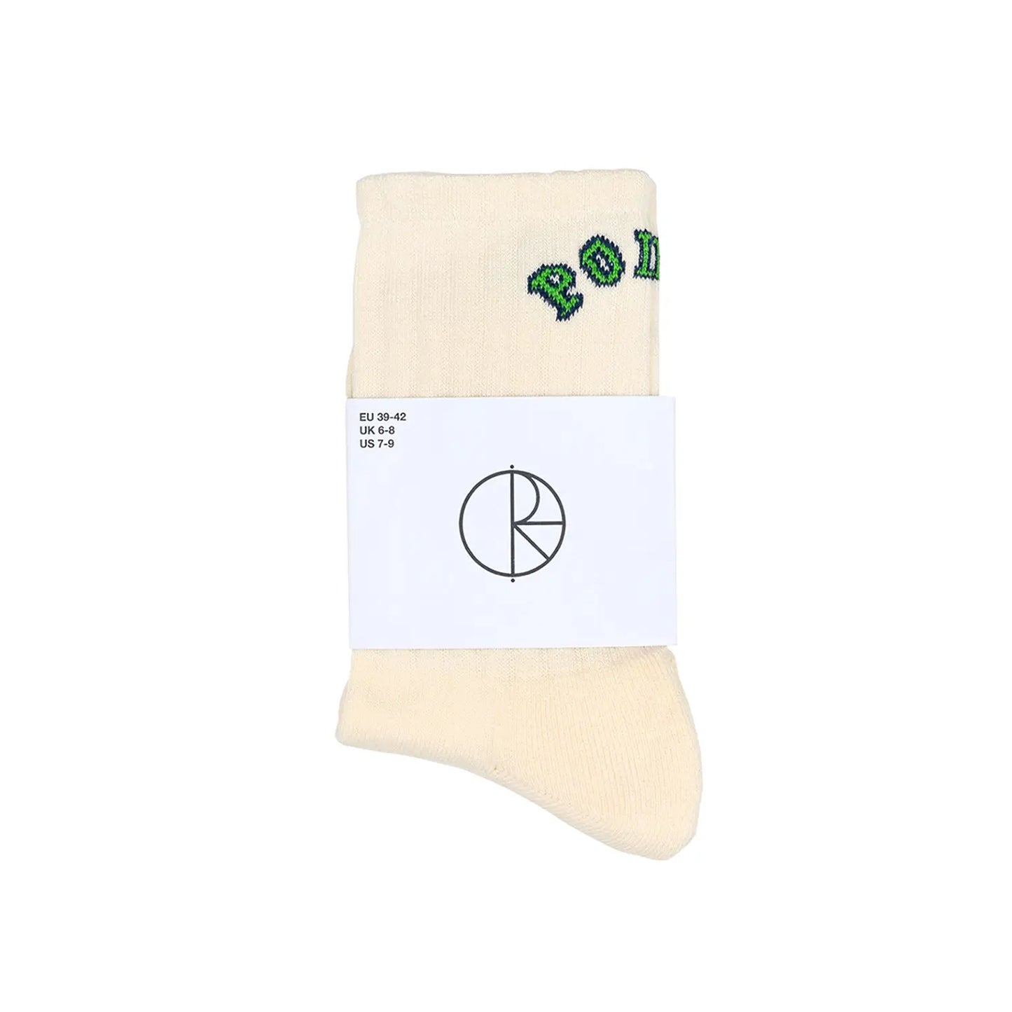 POLAR SKATE CO(ポーラー)の靴下・ソックス「COLLEGE LOGO LARGE RIB SOCKS」のWHITEカラーの商品写真