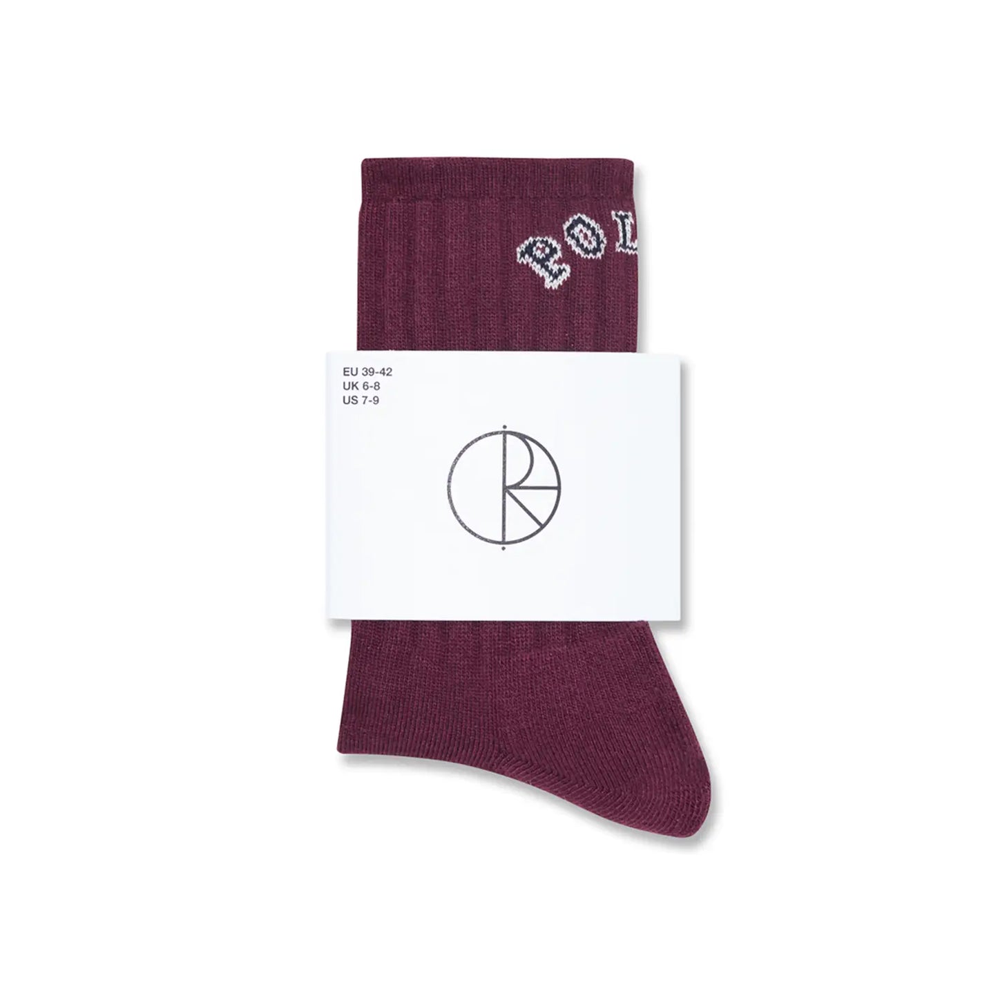 POLAR SKATE CO(ポーラー)の靴下・ソックス「COLLEGE LOGO LARGE RIB SOCKS」のWINEカラーの商品写真