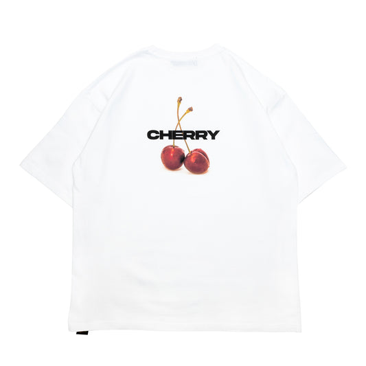 CLUMSY PICTURES CHERRY S/S WIDE TEE - WHITE