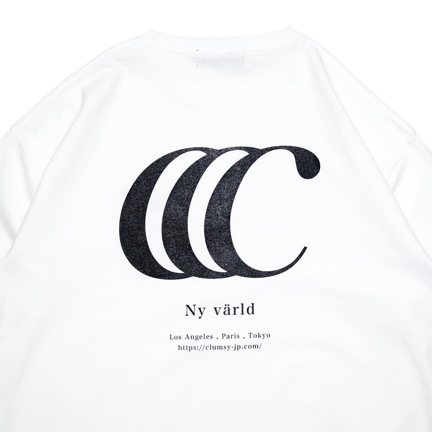 CLUMSY PICTURES LIMITED CCC S/S WIDE TEE - WHITE/BLACK