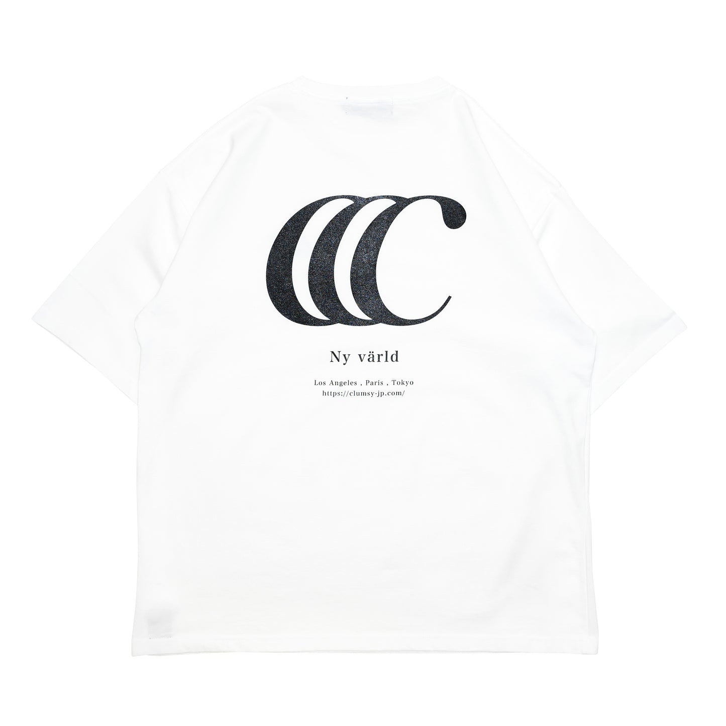 CLUMSY PICTURES LIMITED CCC S/S WIDE TEE - WHITE/BLACK