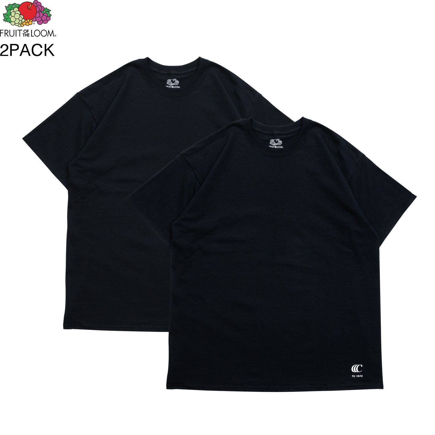 CLUMSY PICTURES FRUIT OF THE ROOM 2 PACK S/S TEE - BLACK