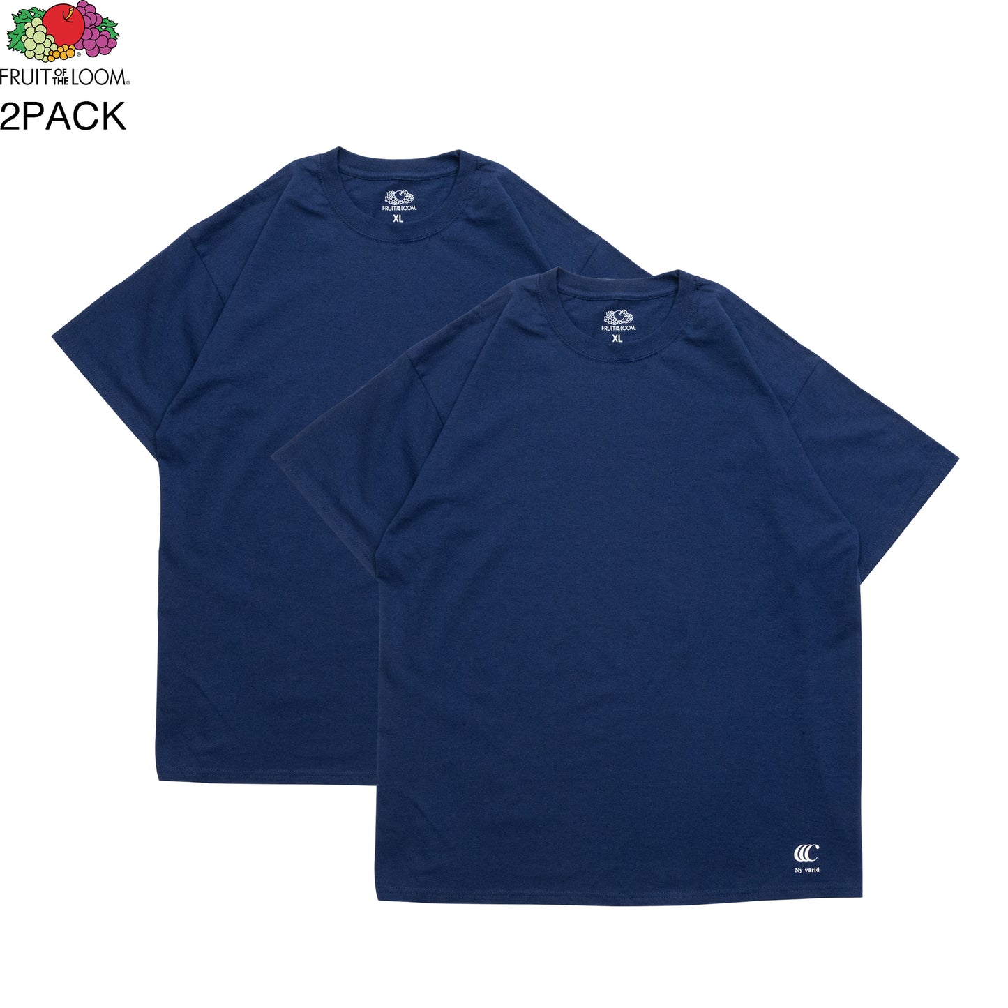 CLUMSY PICTURES FRUIT OF THE ROOM 2 PACK S/S TEE - NAVY