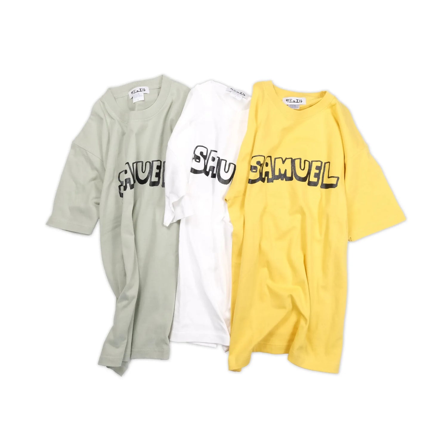 スチャダラパーのANI(アニ)氏とナオヒロック(IIIIINOUT)による「SAMUEL」の定番グラフィックのTシャツ「DAT TEE」の新色の商品写真