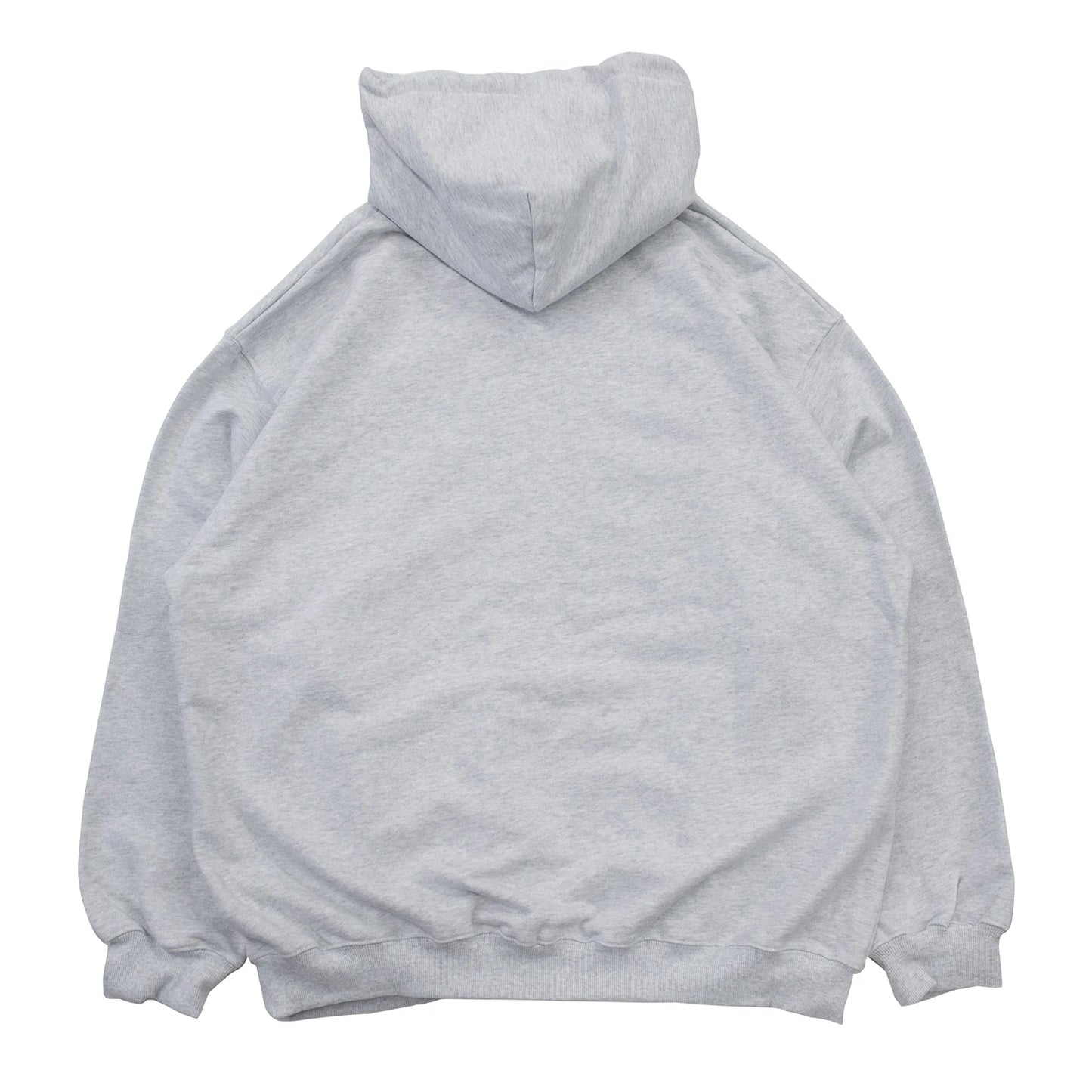 TRIBE WEAR(トライブウェア)の肉厚なフーディー|パーカー「BASIC HOODIE」のGREYカラーの背面からの商品写真