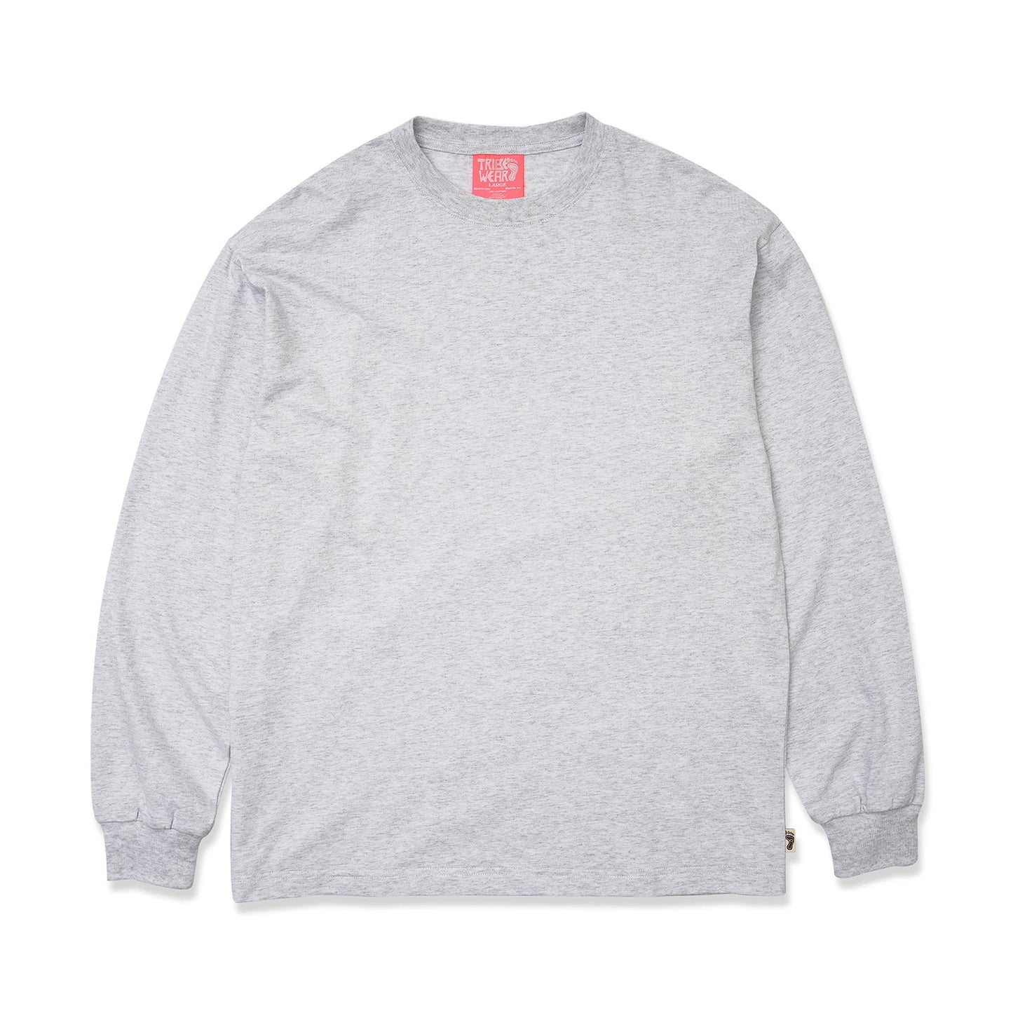 TRIBE WEAR(トライブウェア)のヘビーオンスのロングスリーブTシャツ「BASIC L/S TEE」のGREYカラーの正面からの商品写真