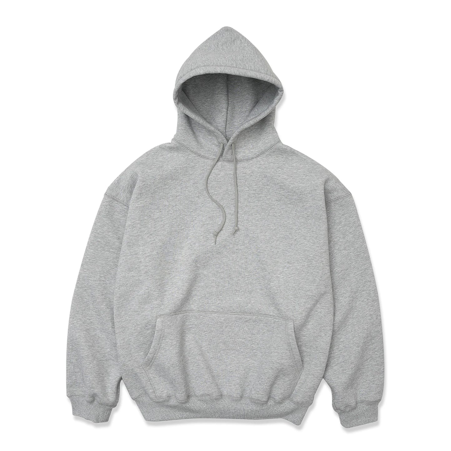 TRIBE WEAR(トライブウェア)のプレミアムな肉厚ヘビーオンスパーカー「NOT BASIC SWEAT HOODIE」のGREYカラーの正面からの商品写真