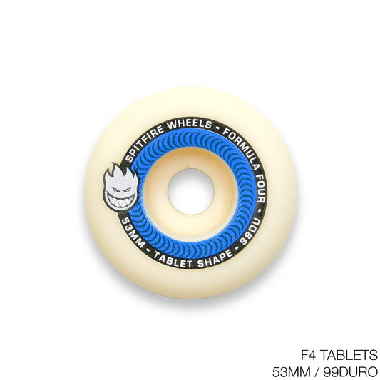 両側面ともフラットカットを採用したSPITFIRE WHEELS(スピットファイア)の特徴的なシェイプのウィール「TABLETS」の53MMサイズの表面の商品写真