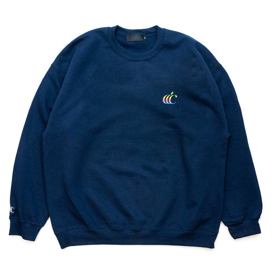 【Mサイズのみ】clumsy. Pictures スエット CLASSIC CCC CREW SWEAT - NAVY/RAINBOW
