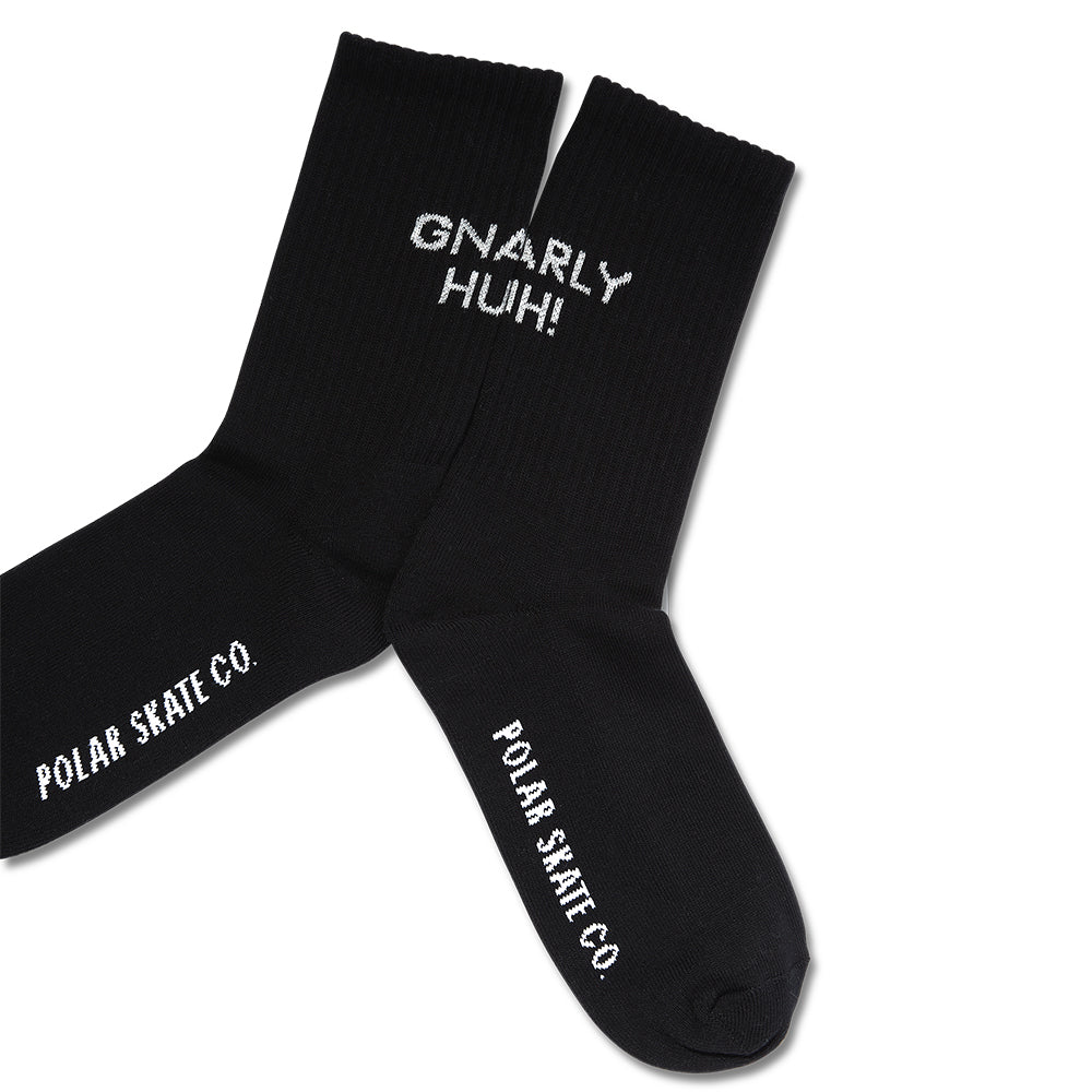 POLAR SKATE CO GNARLY HUH SOCKS - BLACK