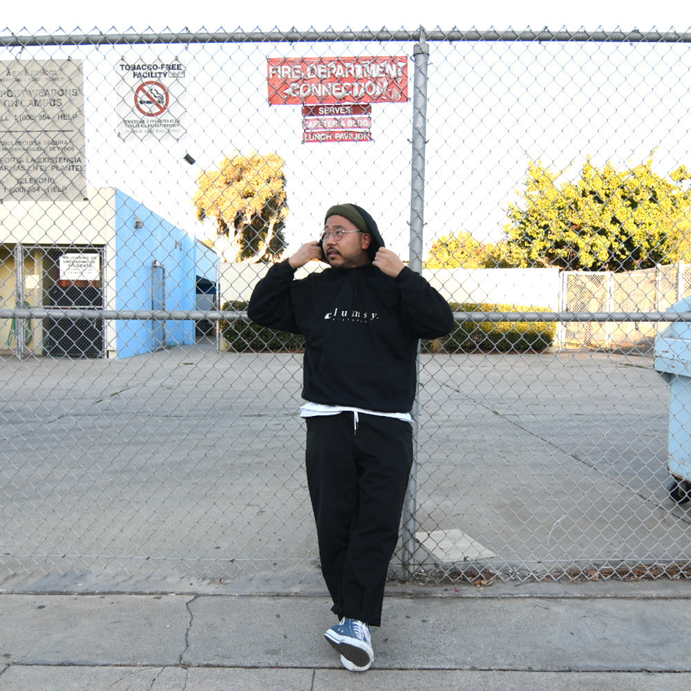 CLUMSY PICTURES ORIGINAL BARLOGO HOODY - ASH/NAVY