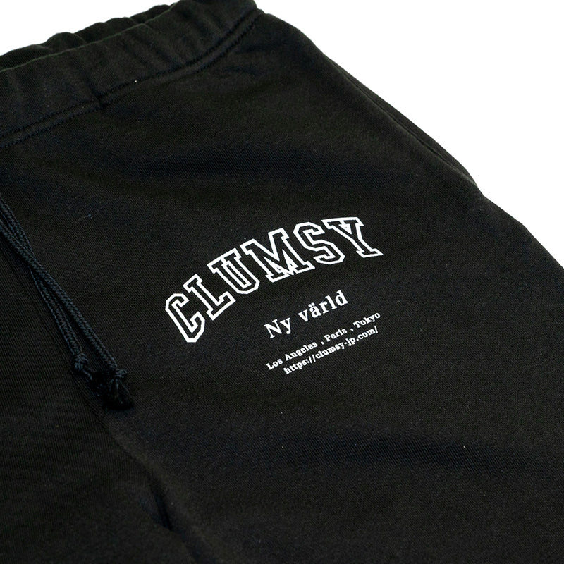 CLUMSY PICTURES COLLEGE SWEAT PANTS - BLACK