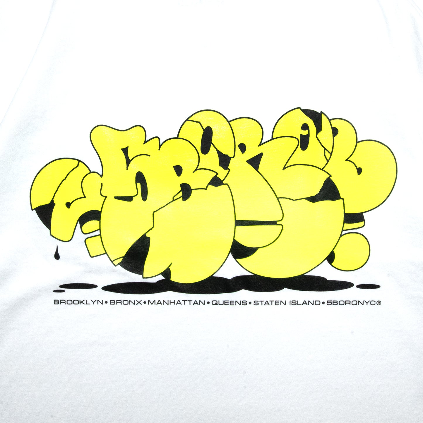 5BORO / 5B X SP-ONE CRACLE S/S TEE - WHITE/HIGH LIGHTER YELLOW (DEAD STOCK)