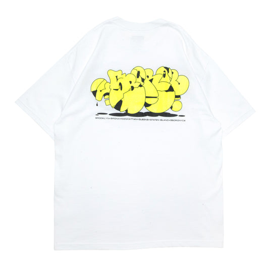 5BORO / 5B X SP-ONE CRACLE S/S TEE - WHITE/HIGH LIGHTER YELLOW (DEAD STOCK)