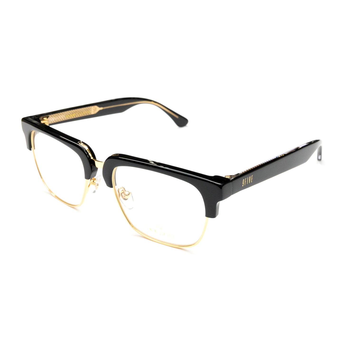 9FIVE / BELMONT BLACK ＆ 24K GOLD CLEAR SUNGLASSES