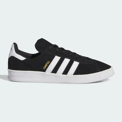 ADIDAS SKATEBOARDING(アディダススケートボーディング)のスケボー・スケートボードシューズ「CAMPUS ADV (B22716)」のBLACK/WHITEカラーの右足右側面からの商品写真
