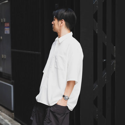 Anders™ / WIDE DRAPE S/S SHIRTS - PEARL WHITE