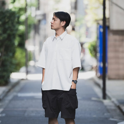 Anders™ / WIDE DRAPE S/S SHIRTS - PEARL WHITE