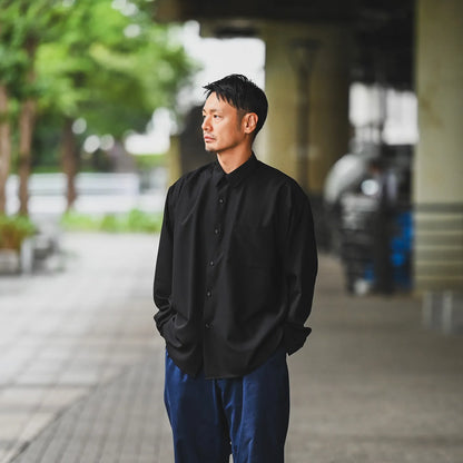 Anders™ / WIDE DRAPE L/S SHIRTS - BLACK