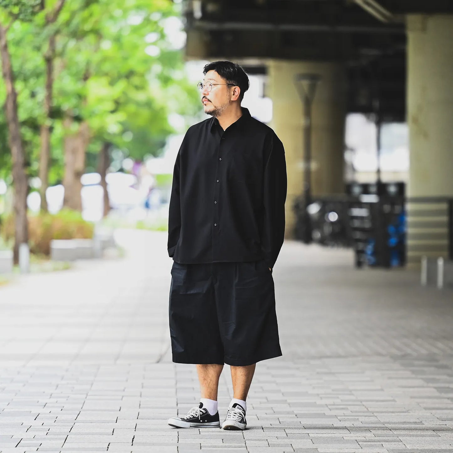 Anders™ / WIDE DRAPE L/S SHIRTS - DARK NAVY