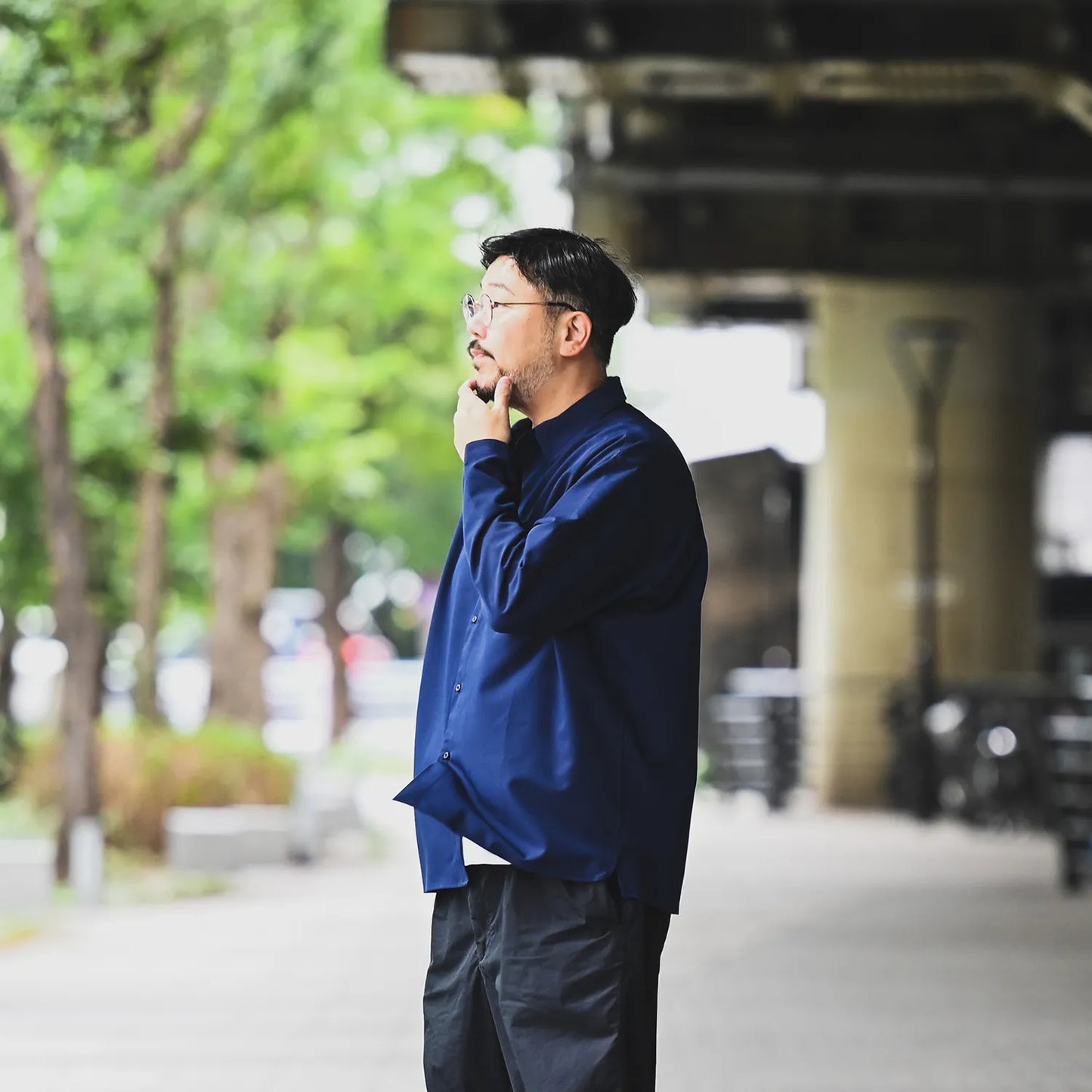 Anders™ / WIDE DRAPE L/S SHIRTS - DARK NAVY