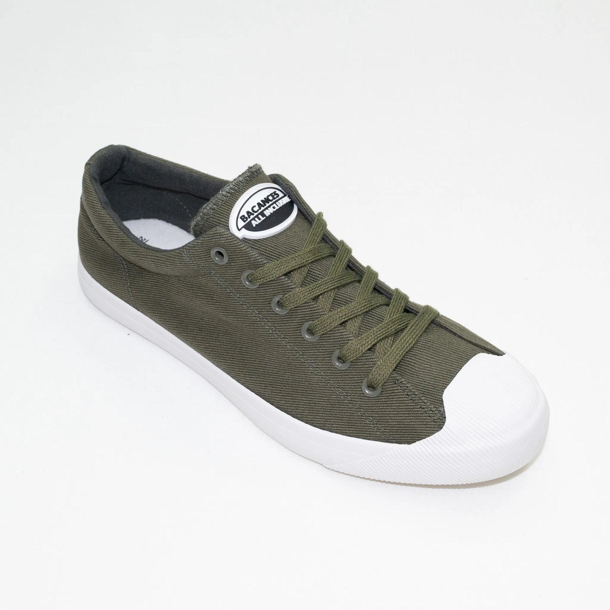 フランス軍の運動靴モチーフにした「BACANCES ALL INCLUSIVE」の「BC FRENCH ARMY DECK SHOES」のOLIVEカラーの商品写真