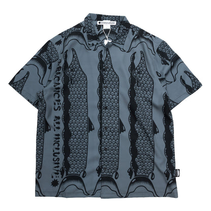 BACANCES / BC SKEM HAWAIAN S/S SHIRTS（SAKE）- BLACK