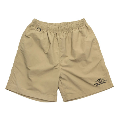 BACANCESのナイロン製の水陸両用ショーツ「BC NYLON SHORTS HARDCORE UFO'S LOGO」のCOYOTEカラーの正面からの商品写真