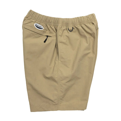 BACANCESのナイロン製の水陸両用ショーツ「BC NYLON SHORTS HARDCORE UFO'S LOGO」のCOYOTEカラーの側面からの商品写真