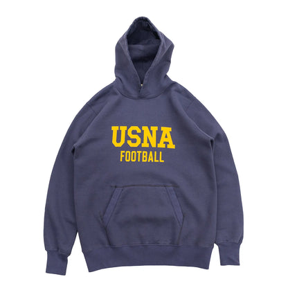 1940〜50年代当時のスポーツウェアのディテールを徹底的に再現した、Buzz Rickson’s（バズリクソンズ）のスウェットパーカー「U.S NAVAL ACADEMY PARKA」のNAVYカラーの正面からの商品写真