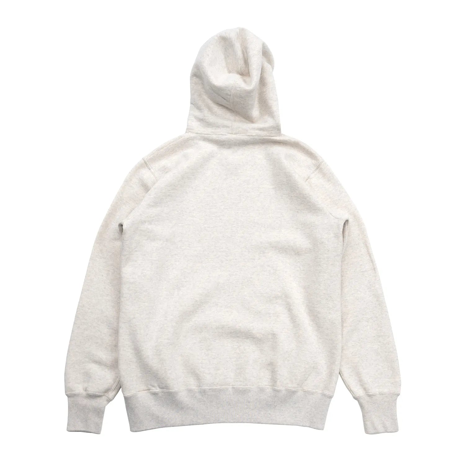 1940〜50年代当時のスポーツウェアのディテールを徹底的に再現した、Buzz Rickson’s（バズリクソンズ）のスウェットパーカー「U.S NAVAL ACADEMY PARKA」のOATMEATカラーの背面からの商品写真