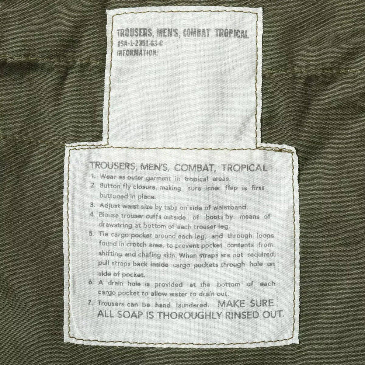 BUZZ RICKSON'S / COMBAT TROPICAL TROUSERS / SHORT LENGTH（BR42500）- OLIVE DRAB